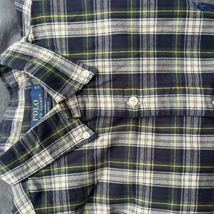 Polo by Ralph Lauren Blue and Green Plaid Casual Button Down Shirt